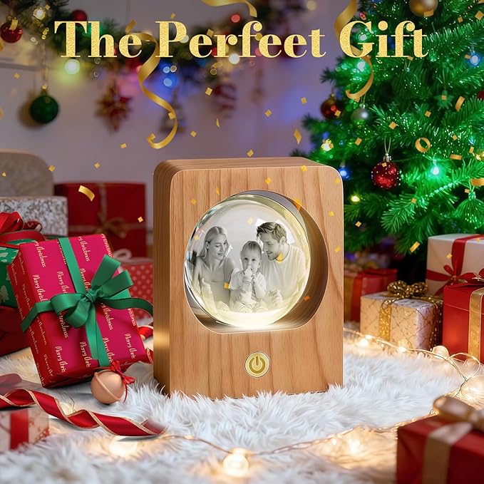 Gloryage Personalized 3D Crystal Photo Lamp – Custom Engraved Memory Ball