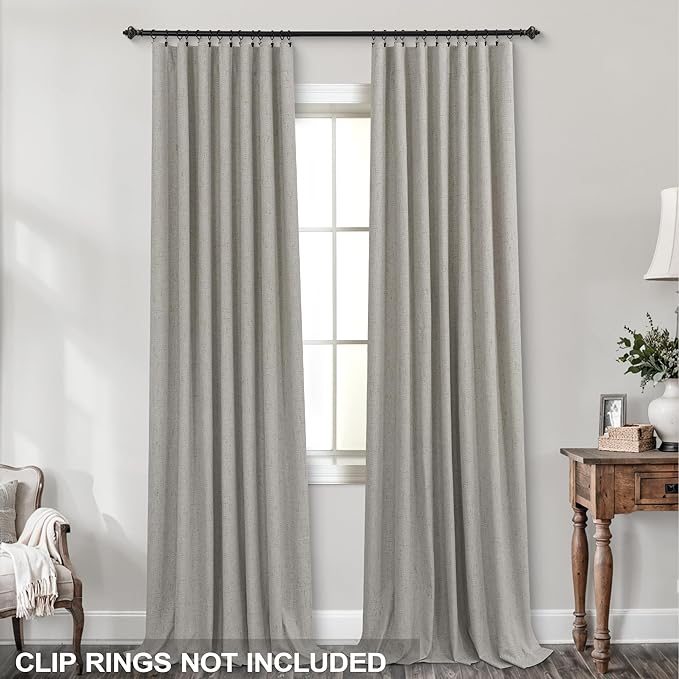 KOUFALL 92 Inch Blackout Curtains, Boho Taupe Pleated Curtains