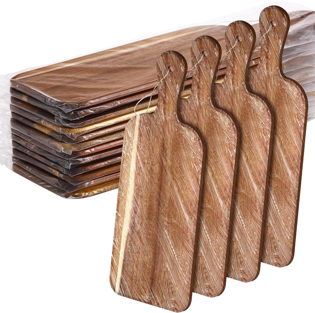 Patelai 12 Packs Wooden Cutting Board Set with Handles Large Kitchen Serving Plain Chopping Board Bulk Gifts for Mom for Vegetables Meat Pizza Cheese Fruit Bread(Acacia Wood,16 x 5 Inch)