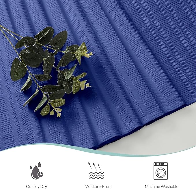 Aiyufeng Royal Blue Shower Curtain, Embossed Textured Fabric Shower Curtain for Bathroom - Soft Cloth & Hotel Spa Luxury, Water Repellent, Machine Washable, 72X72, Blue