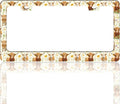 Highland Cow Flowers License Plate Frame Stainless Steel 6.3 X 12.2 Inch | Fits US Standard With Screws Rust Resistant For Car Front Rear Decoration Accessories Easy Installation For Cars SUV Truck