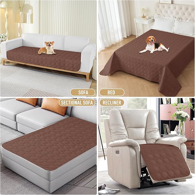 ZNSAYOTX Ultimate Cozy Blankets (52"x82") 100% Waterproof Bed Mat Blanket for Dog Pets, Couch Sofa Protector with Non-Slip Back Washable Durable, Pee Scratch Proof Easy to Clean (Coffee)
