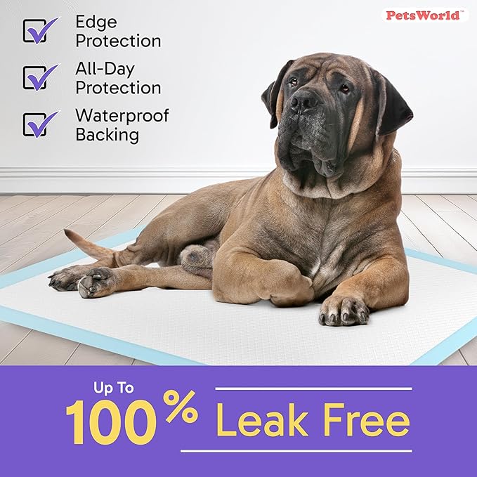 PETSWORLD 2XL Puppy Pads, 28x44 Inch, 150 Count| Ultra-Absorbent, Leak-Proof Dog Pee Pads for Potty Training
