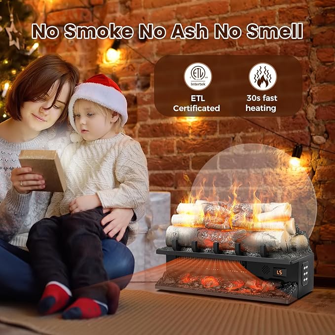 21" Freestanding Electric Fireplace Log Set