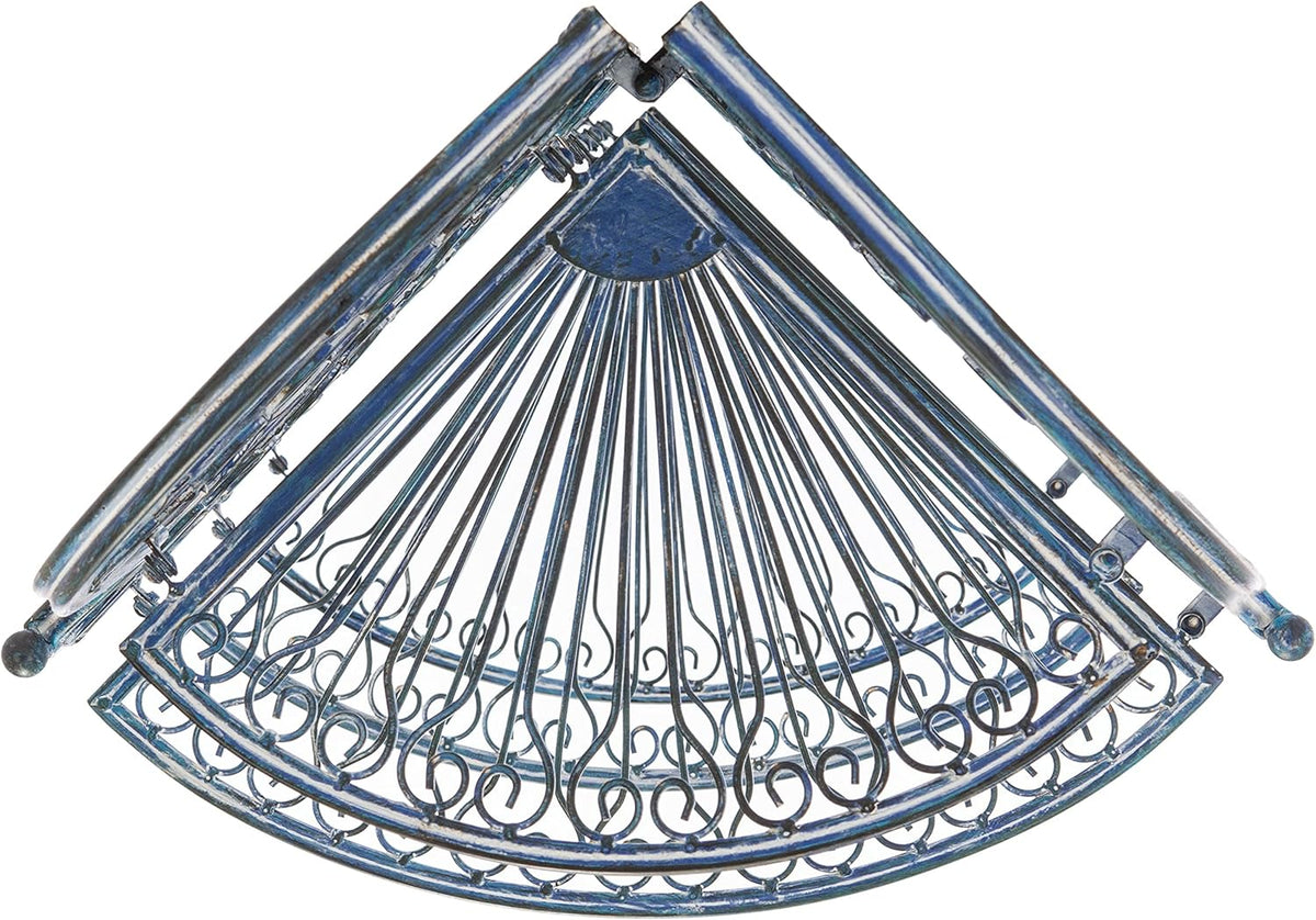 Safavieh PAT5013C Outdoor Collection Abarrane Antique Blue Wrought Iron 4-Tier Corner Shelf