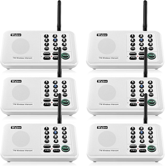 Wuloo Intercoms Wireless for Home 5280 Feet Range 10 Channel 3 Code, Wireless