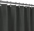 Barossa Design Waffle Weave Shower Curtain Hotel Luxury Spa, 230 GSM Heavy Duty Fabric & No Blowing, Water Repellent and Machine Washable - Graphite Gray, 71"x72"