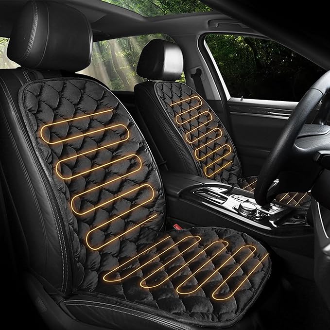 ESMING Driver and Passenger Car Seat Cushion for Full Back and Seat-Black