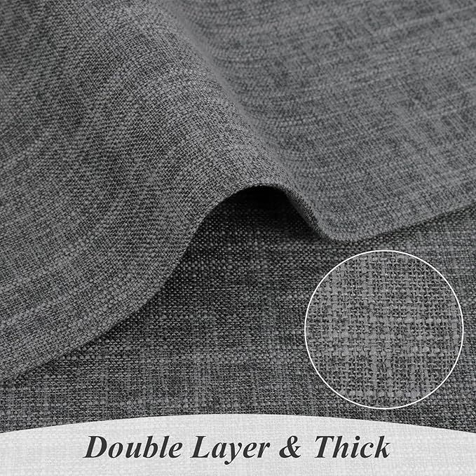 SHACOS Woven Fabric Placemats Set of 4 Heat Resistant Place Mats Non Slip Washable Double Layer Cloth Placemats Reversible Table Mats Kitchen Dining Table Decor (4, Dark Grey)