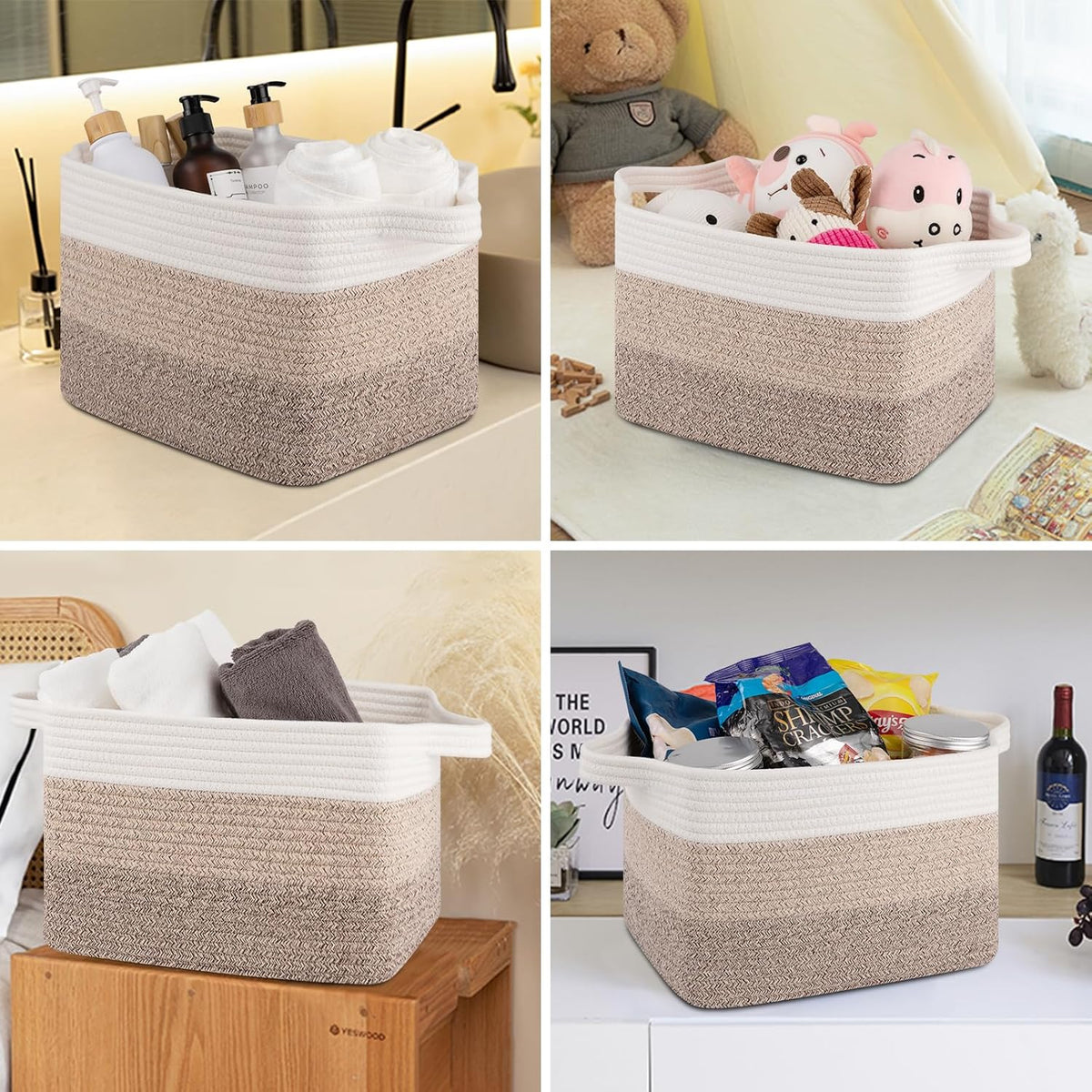 Storage Basket for Organizing, Woven Baskets for Storage, Rectangle Decorative Baskets for Shleves, Closet, Toys, Book, Nursery Organizer Bins - Pack of 3 (Gradient Yellow, 15.75"x11.8"x9.85")
