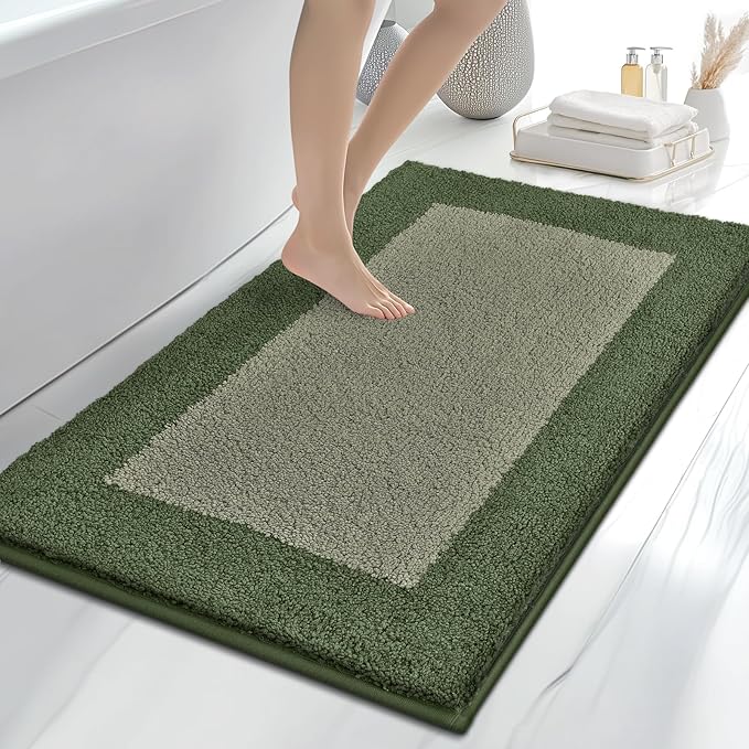 anllugs Bathroom Rugs 30" x 46", Non-Slip Extra Soft Absorbent Bath Rugs, Machine Washable Quick Dry Bath Mats for Bathroom Floor, Shower, Bathtub and Sink, Sage Green & Budding Green