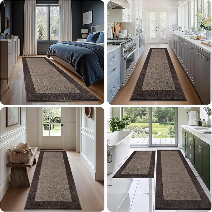 DOMUSTEX Machine Washable Kitchen Rug 32" x 84", Non Slip Kitchen Mat for Floor, Absorbent Entrance Runner Rug for Bedroom, Hallway, Bathroom, Door (Roll Packing)