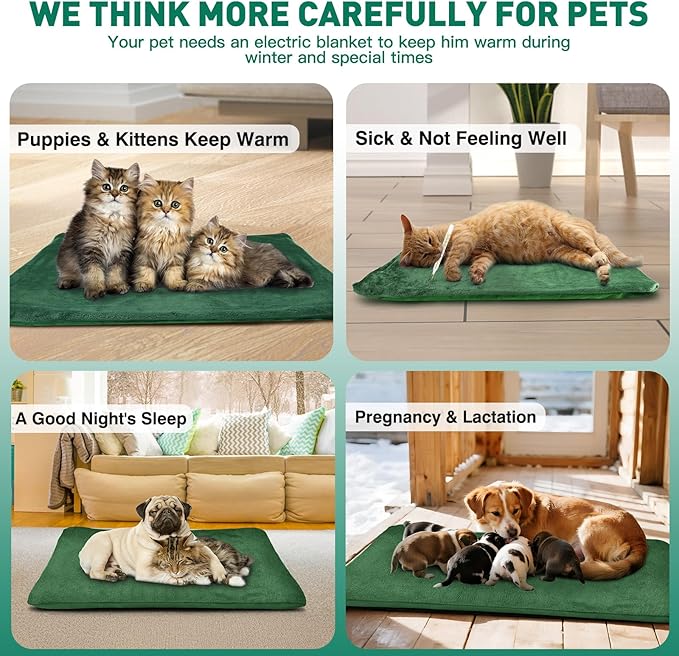 PETNF Outdoor Pet Heating Pads for Dog,Soft Electric Blanket Auto Temperature Control,Heated Mat for Dog House,Whelping Supply for Pregnant New Born Stray Feral Cat Puppy,Safe