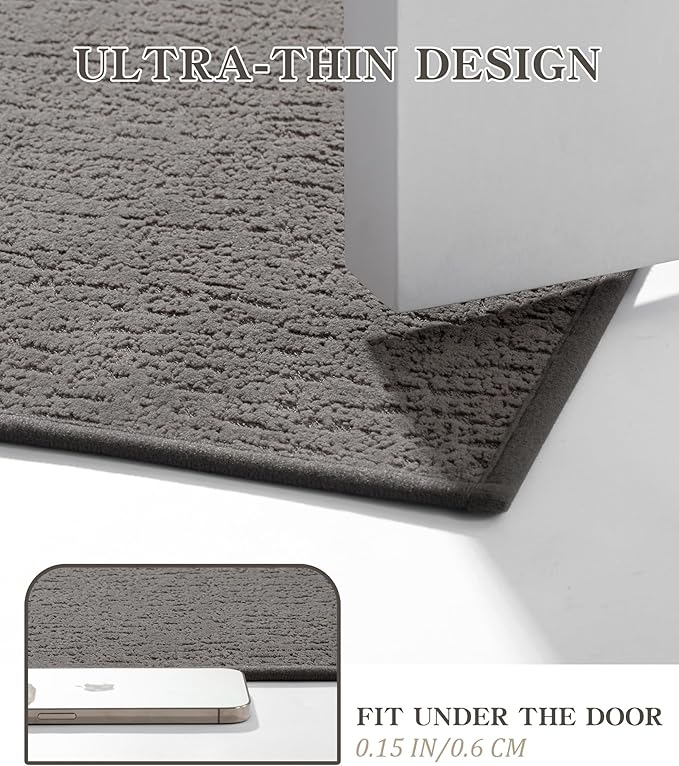 chakme Bathroom Rugs Mat 47x24, Ultra Thin Non Slip Bath Mat Quick Dry Absorbent Bath Mat for Bathroom Floor, (Dark Grey, 47"x24")