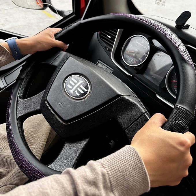 PINCTROT XL Size 17.5-18 Inch Great Grip Steering Wheel Cover for Semi Truck, Fits RV, Big Rig Trucker, 18 Wheeler and Classic Cars, Anti-Slip Design 17.5-18 Inch (Purple)