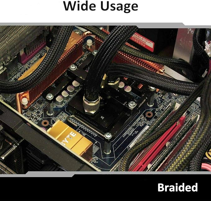 25ft - 1 Inch Cable Management Sleeve Protector,Wire Loom PET Expandable Wire Sleeving for Office TV Computer Home Theater Engine Bay Cord Organizer,Protect Cables from Pet Cat Dog Chewing,Black