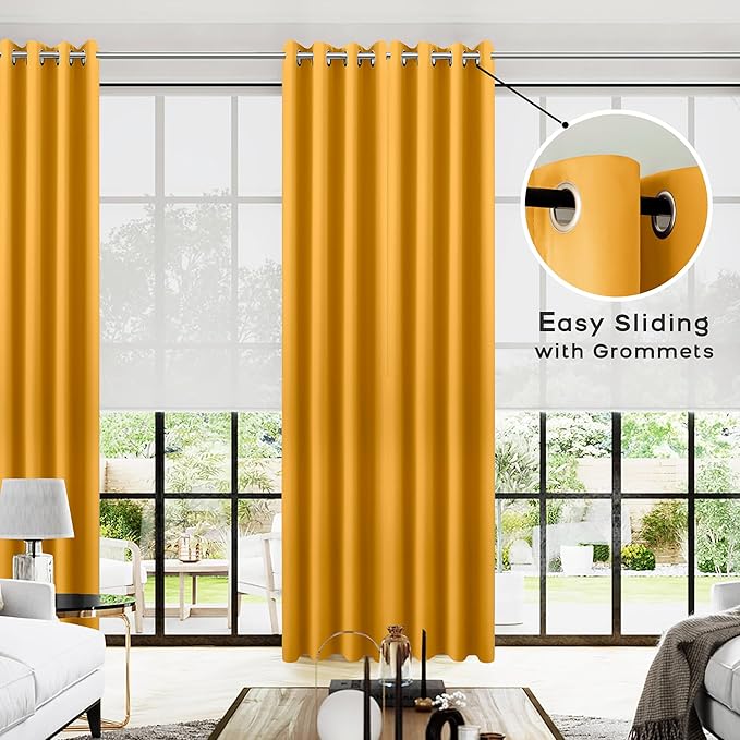 KOUFALL Yellow Curtains 96 Inches Long