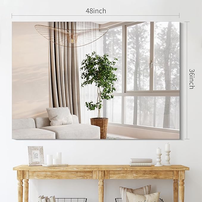 CILIBER Frameless Rectangle Mirror, 36x48 Inch Large Bathroom Mirrors