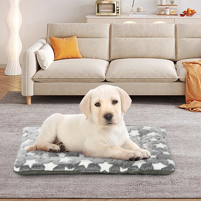 WITTOP Washable Dog Bed Plush Orthopedic Outdoor Crate Mat with Non-Slip Bottom,Luxe Soft Kennel Pad for Pets, Cozy Cage Cushion & Pet Sleeping Mattress Large Sized,Medium,Small Dogs,18 x 14 inch,Gray