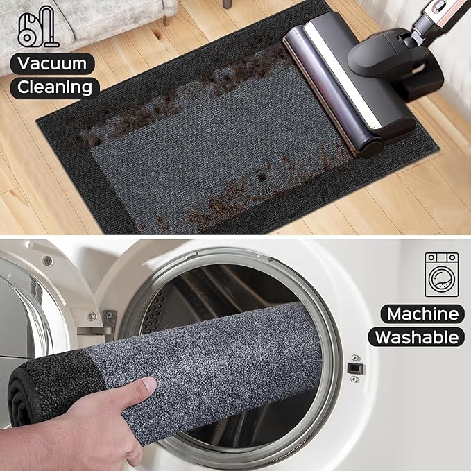 DOMUSTEX Machine Washable Runner Rug 32" x 96", Non Slip Kitchen Mat for Floor, Absorbent Entryway Rug for Kitchen, Bedroom, Living Room, Hallway, Door (Roll Packing)