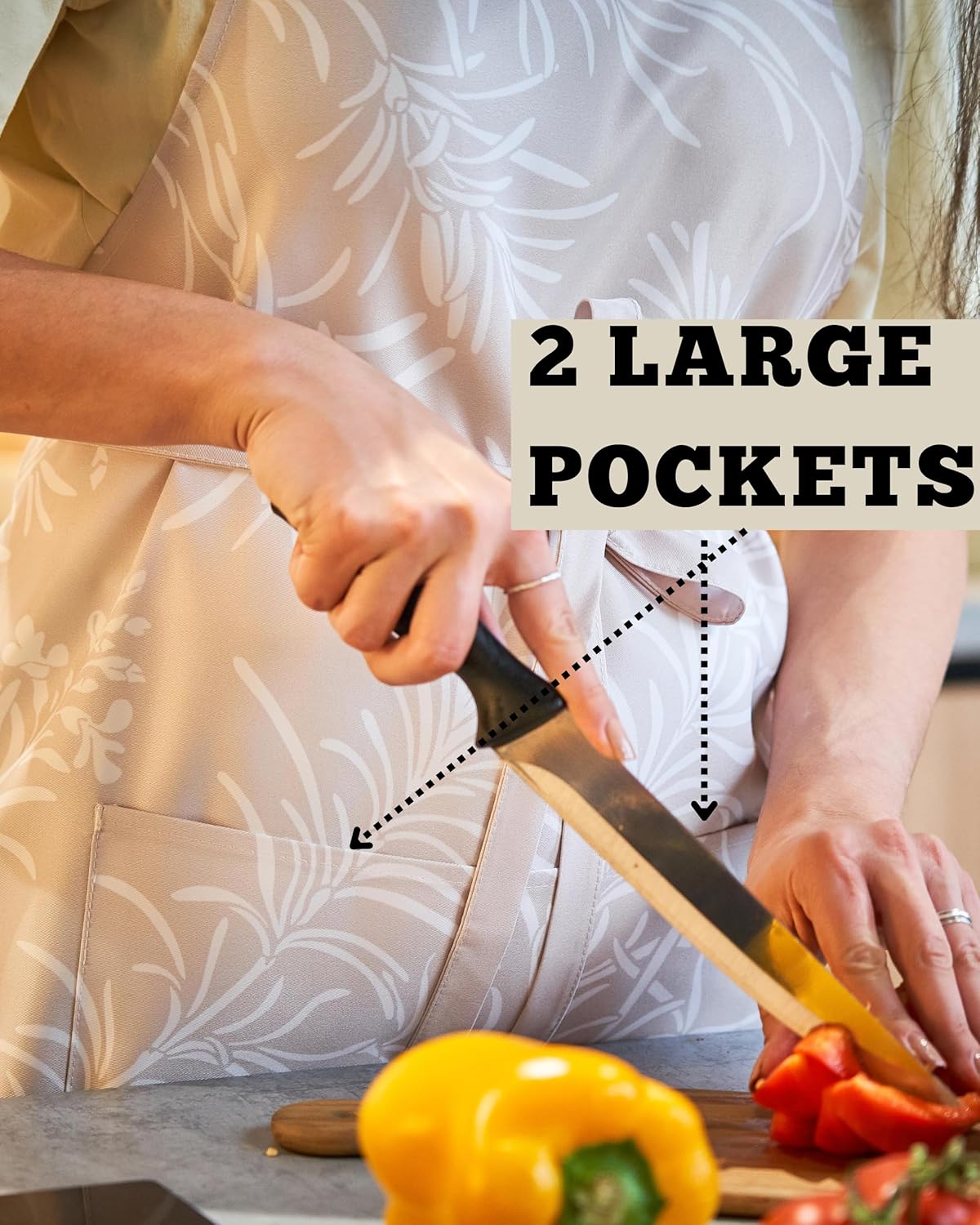 Premium Adjustable Cooking Aprons for Women with Pockets| Poly-Cotton Waterproof Kitchen Apron| Cute Floral Design, Long Ties