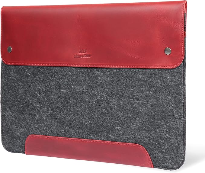 MegaGear Genuine Leather and Fleece MacBook Bag Laptop Sleeve for MacBook Pro and MacBook Air Case - 16 Inch - 15 Inch - 15.5 Inch (M4, M3, M2, M2, M1, Pro & Max) 2020 to 2024 Models