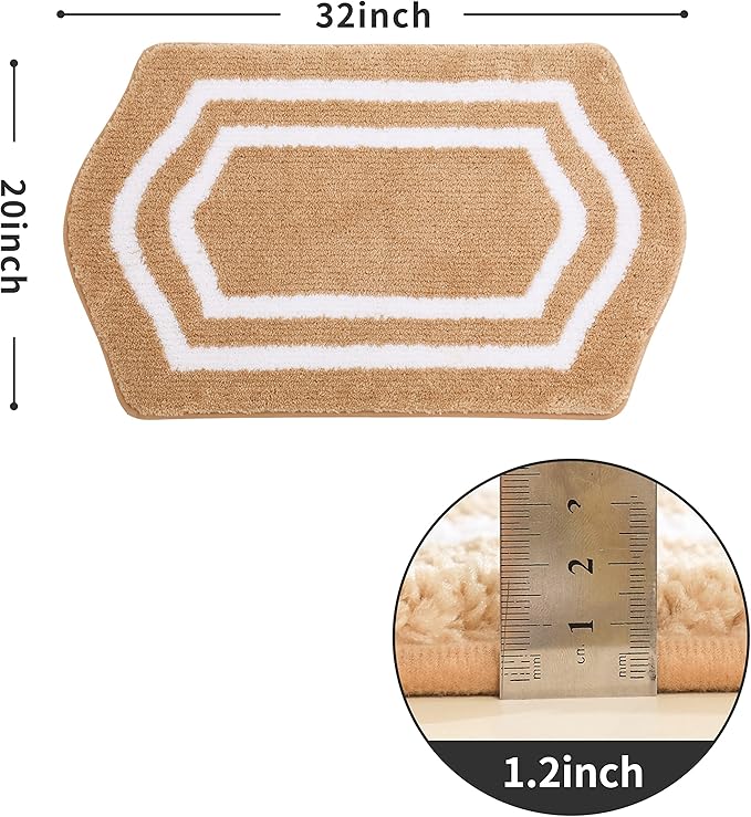 COSY HOMEER Extra Thick Bath Rugs - Anti-Slip Bath Linen Sets Mats Soft Plush 100% Strong Polyester Living Room Bathroom Water Absorbent(Beige,20x32 - Inches)