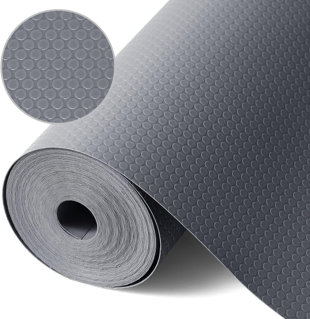 Shelf Liners for Kitchen Cabinets Refrigerator Liners Waterproof Kitchen Cupboard Liner Non-Slip Drawer Mats EVA Material Non Adhesive Fridge Mats for Shelves - Gray 23.6 x 157.4 Inches