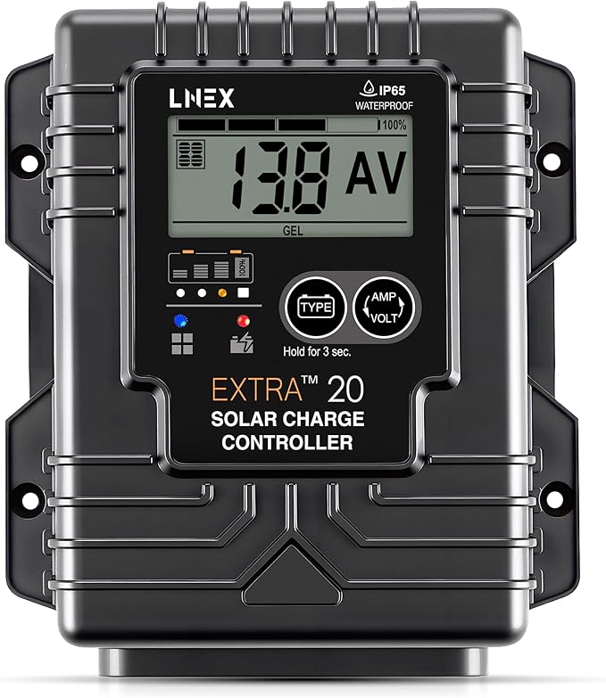 Solar Charge Controller Waterproof, 20A Solar Panel Regulator