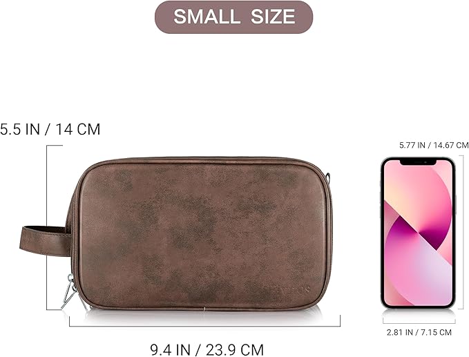 Elviros Travel Toiletry Bag for Men, Shaving Dopp Kit Water-resistant Bathroom Small Toiletries Organizer PU Leather Cosmetic Bags