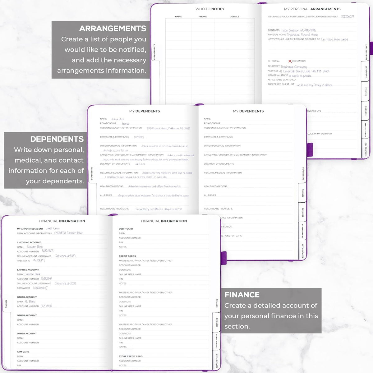 Clever Fox Large End of Life Planner – Guided Final Arrangements Organizer Notebook for Instructions, Beneficiary Info, Will Preparation, Last Wishes & Funeral Planning – 8.5" x 11" (Purple)