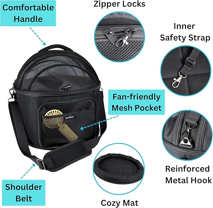 Crash-Tested Dog Car Carrier (Test with FMVSS 213b - 5 Star Safety Rated by CPS) | 3-in-1 Small Dog Car Seat, Pet Carrier for Vet Visit, Enclosed Cat Bed & Carseat | Best for Safe Travel (Up to 15lbs)