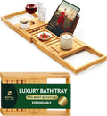ROYAL CRAFT WOOD Premium Foldable Bathtub Tray Caddy - Wood Bath Tray for Tub, Bamboo Shelf, Expandable Bath Table Trays, Bathtub & Bathroom Accessories for New Home & Mothers, Birthday Gifts for Mom