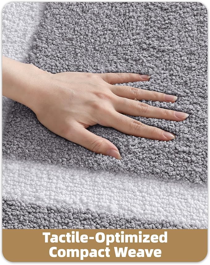 Color&Geometry Bathroom Rugs, Water Absorbent and Quick Dry Microfiber Bath Rugs-20"x32", Non-Slip, Machine Washable, Extra Soft Plush Bath Mats for Bathroom, Laundry Room, Light Grey White