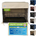 Pet Dreams Dog Crate Cover - Breathable Fabric Kennel Topper for Double-Door Crates, Fits iCrate Dog Cages 18, 24, 30, 36, 42, 48 Inches (Khaki, Medium, 30")