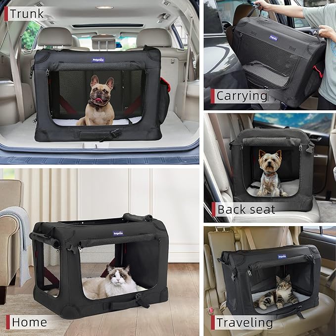 Petprsco Large Cat Carrier for 2 Cats Small Medium Dogs, Soft Pet Carrier 24x17x17 for Traveling with Warm Blanket Foldable Bowl and Washable Pad