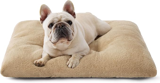Bedsure Washable Dog Bed Medium Size Dog, Comfort Fluffy Plush Pillow Bed Crate Pad, Non-Slip and Machine Washable Kennel Pet Sleeping Mat, 29"x21", Brown