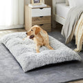 BFPETHOME Dog Bed for Large Dogs, Plush Kennel Pad for Sleeping &Ease Anxiety, Washable Mats with Anti-Slip Bottom - 48 x 28 inch, Grey