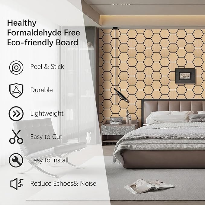 Hexagon Acoustic Wall Panels, Self-Adhesive Sound Absorbing Wall Panel by ARMURO