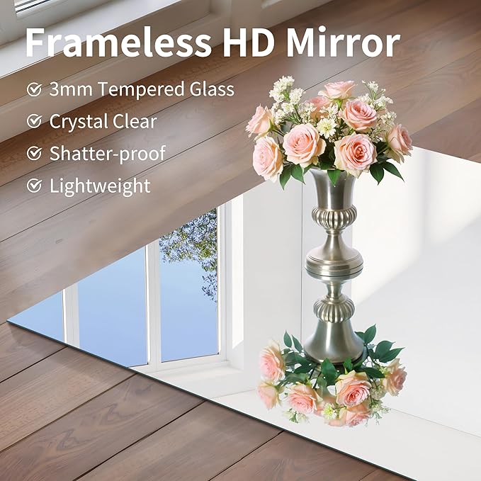 CILIBER Frameless Mirror, 20x40 Inch Bathroom Mirrors