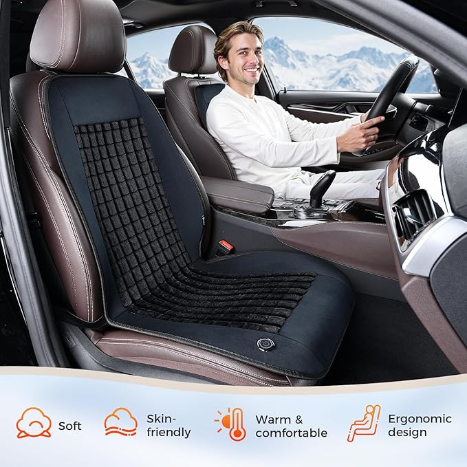 FLORICH Driver or Passenger Car Seat Cushion Comfortable Seat Cover for Full Back for Cars Trucks SUV Van, Black
