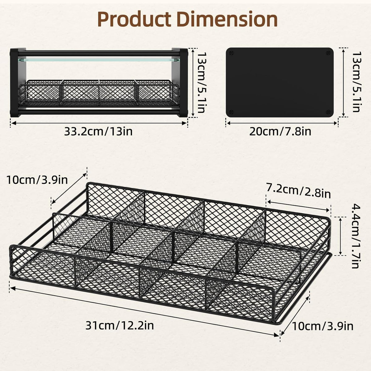 Tea Bag Organizer, Tea Organizer and Storage with Drawers, Divided Compartments Storage, Wooden Kitchen Organizers and Storage for Kitchen, Countertop, Office, Tea Station
