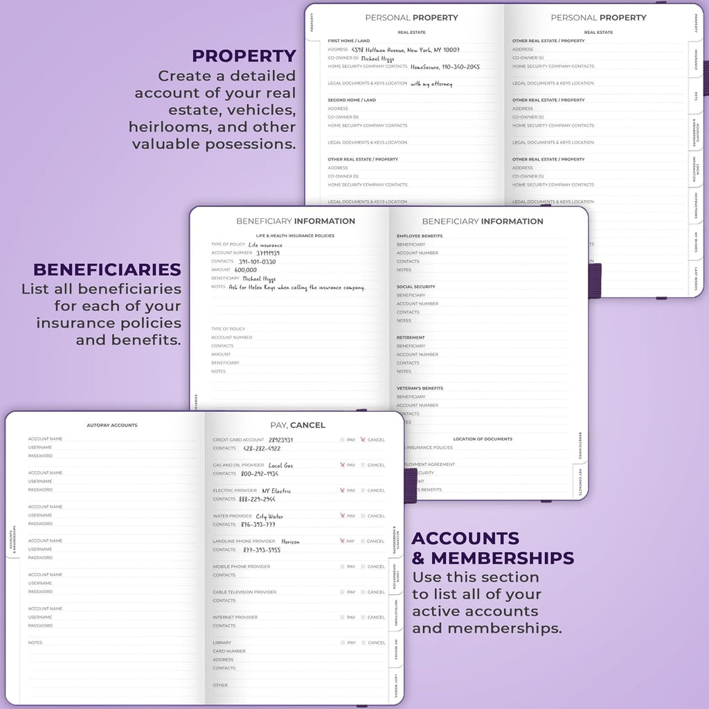 Clever Fox End of Life Planner – Final Arrangements Organizer for Beneficiary, Will Preparation, Last Wishes & Funeral Planning, A5 (Purple)
