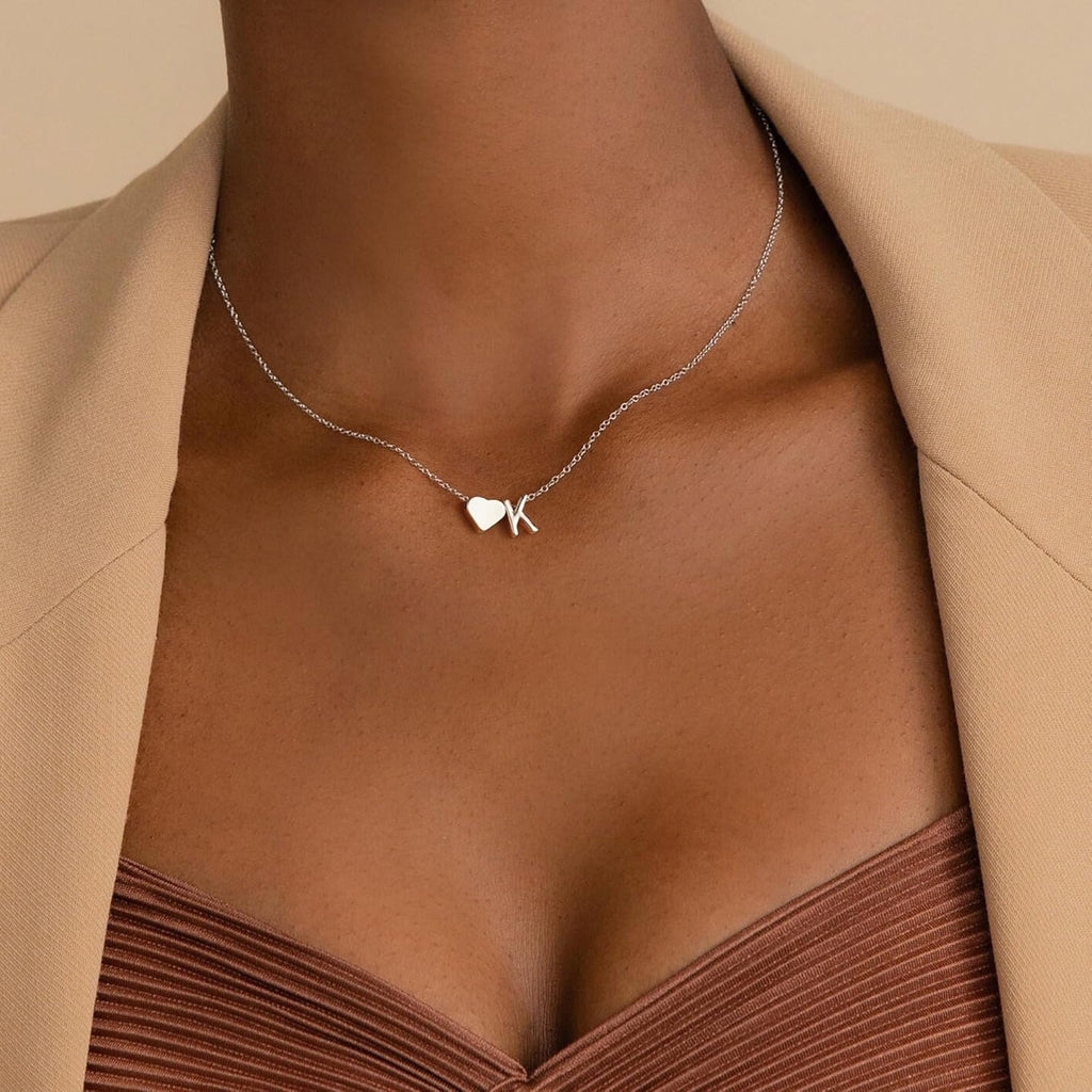 Turandoss Christmas Gifts for Grandkids - Dainty 18K Gold Plated Tiny Heart Initial A-Z Letter Pendant Necklace Stocking Stuffers for Teen Girls Jewelry