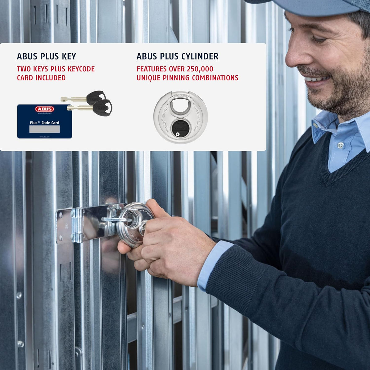ABUS 20/70 2 Pack Heavy Duty Diskus Storage Padlock with 2 Keys for Storage, Outdoor, Commercial, 2.75in (70mm) Wide, Keyed Different