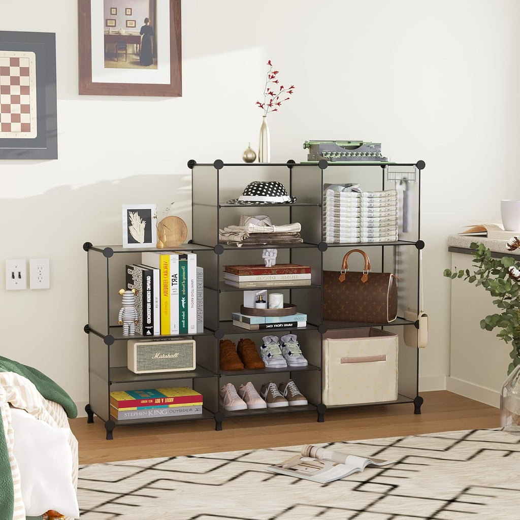 AWTATOS Closet Organizer 8 Cube Storage Shelves Clothes Organizers Stackable Cubby Shelving for Closet Bedroom Living Room Grey