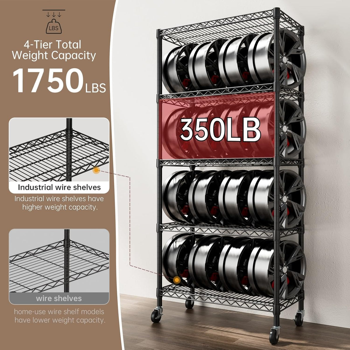 SINGAYE 5 Garage Heavy Duty Shelving Unit Kitchen Pantry Close Home Organizers and Storage Bathroom Shelf Laundry Room Organization Industrial Book Metal Wire Adjustable Shelves