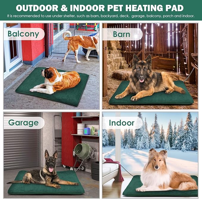 PETNF Outdoor Heated Pet Bed with Waterproof Cover,Pet Heating Pads for Dog,Soft Electric Blanket Auto Temperature Control,Heating Mat for Dog House Cabin Cot Doorway,Rescue Cats