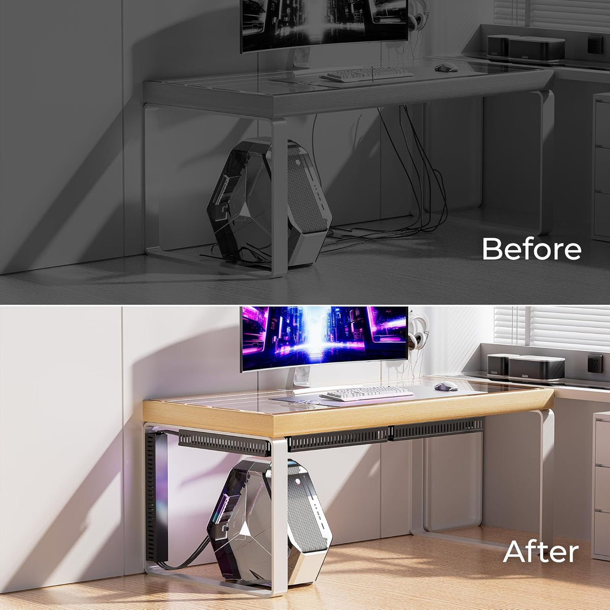 Yecaye 62.8in(4x15.7in) Cable Raceway, Large Under Desk Cable Management for Server Rack Wire Raceway, Wire Management Tray, Cord Organizer for Gaming Desk, Black