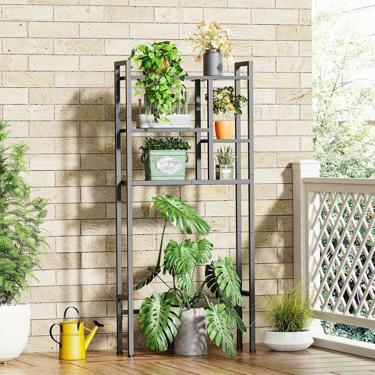 Over The Toilet Storage Rack, 3-Tier Bathroom Organizer Over Toilet, Wooden Above Toilet Storage Shelf, Space Saver, Freestanding Bathroom Storage Metal Shelf, Easy to Assemble, Black